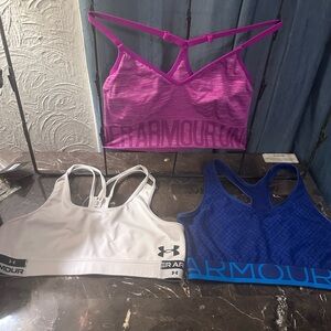 Under Armour Trio: Vibrant Pink, Classic White, Bold Blue Bras
